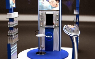 Sản xuất thi công Booth sampling,booth bán hàng di động